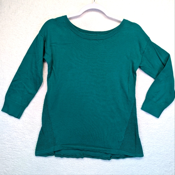 AEO Green Mesh Back Pullover Long Sleeve Cotton Sweater Vintage (NOT Teal) - Picture 1 of 11